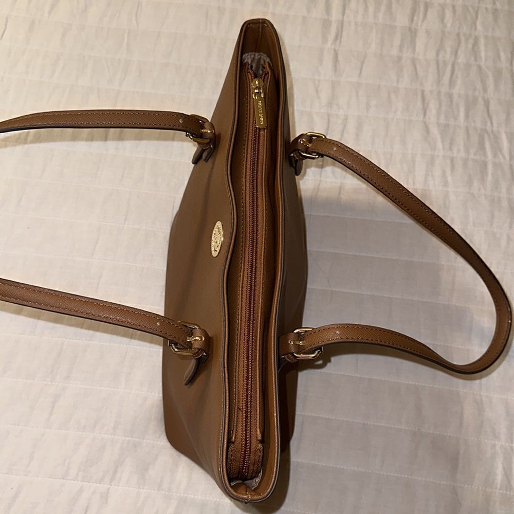 AK Camel Brown Faux Leather Tote Purse Bag - Picture 6 of 11